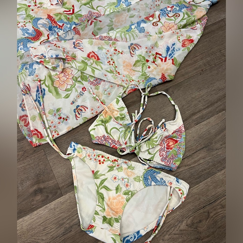 Bikini + matching button down cover up